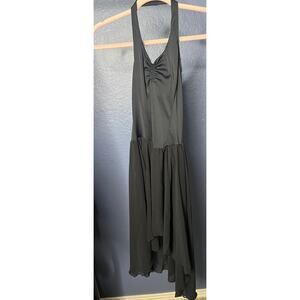 Premiere Collection Black Halter Dress Sheer Asymmetrical Hem Sleeveless Small